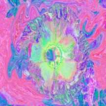 Psychedelic Trippy Lime Green and Purple Hibiscus