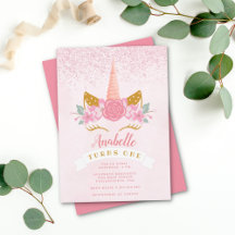 Whimsical Blush Pink Unicorn Birthday
