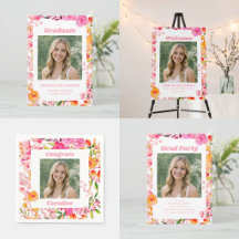Pink and Orange Floral Graduation Party 2026