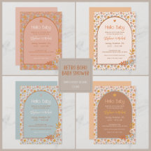 Retro Boho Floral Baby Shower