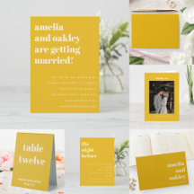 Minimalist Yellow Retro Simple Wedding