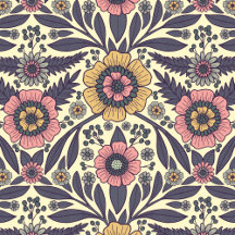 Seamless Pink & Blue Floral Pattern