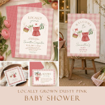 Dusty Rose gingham Locally Grown  Baby Shower 