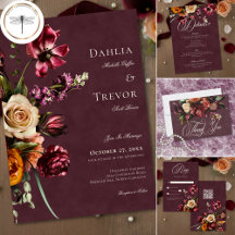 Dark Elegant Autumn Floral Burgundy Wedding