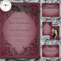 Vintage Bat Until Death Burgundy Wedding