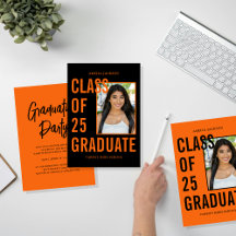 Class Of XX Orange & Black Graduation Suite