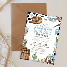 A Little Cowboy Wild Western Boy Blue Baby Shower 