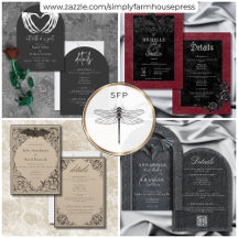 Gothic Two Sided Wedding Invitations with Details
