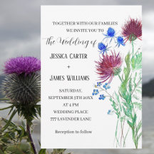 Thistle Wildflower Flowers Watercolor Wedding