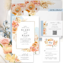 Peach Floral Delight with Blue