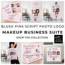 Blush Pink Script Photo Logo Makeup Business Suite