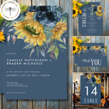 Rustic Dusty Blue Sunflowers Wedding