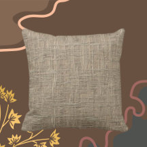 Pillows, Brown, Cream, Faux Burlap 