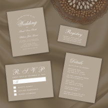 Simple Taupe Neutrals Calligraphy Wedding Suite