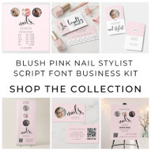 Blush Pink Nail Stylist Script Font Business Kit