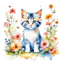 Kitten and Flowers Girl's Birthday Collection