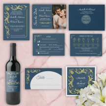 Elegant Navy-Blue Victorian Wedding Suite 