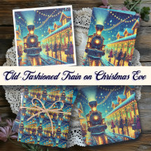 Old-Fashioned Train on Christmas Eve