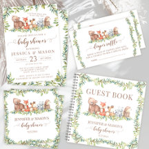 Cute woodland animals baby boy shower