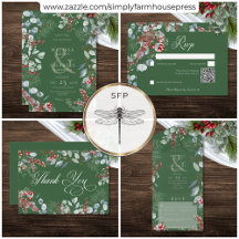 Green Winter Pine Berries & Eucalyptus Wedding