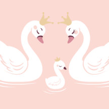 Swan Baby Shower Bird with Crown Co-Ed Peach