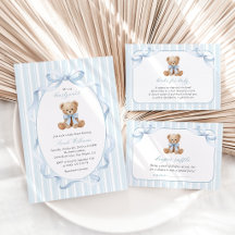 Bear and Blue Stripes Baby Shower Collection