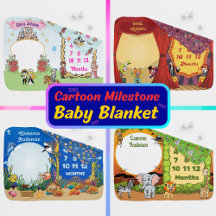 Modern Cartoon Milestone Baby Blanket