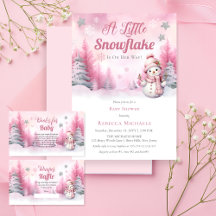 Pink A Little Snowflake   Snow Girl Baby Shower