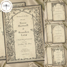 Vintage Gothic Medieval Border Parchment Wedding