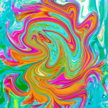 Blue, Orange and Hot Pink Groovy Abstract Retro