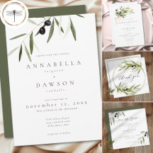 Olive Branch Watercolor Elegant Minimalist Wedding