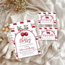 Cherry on Top Coquette Pink Bow Baby Shower