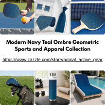 Modern Navy Teal Ombre Geometric Collection