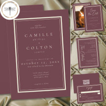 Burgundy Wine Minimalist Frame Wedding