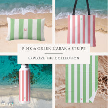 Sandy Pink & Sea Green Monogram Cabana Stripe