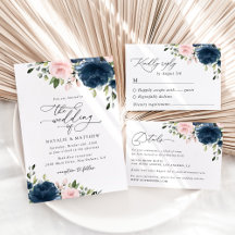 Navy and Blush Flowers Wedding Collection