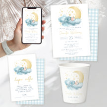 Celestial gold moon and stars baby boy shower 