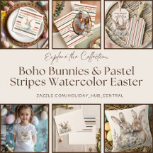 Boho Bunnies & Pastel Stripes Watercolor Easter