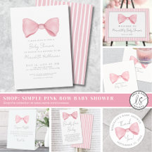Simple Coquette Pink Bow Baby Shower
