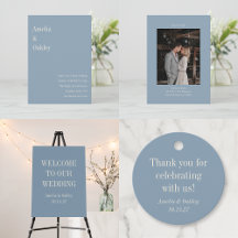 Minimalist Dusty Blue Elegant Chic Modern Wedding