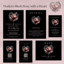 Modern Wedding Blush Pink Rose with a Heart