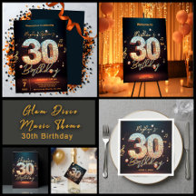 Glam Disco Ball Music Theme 30th Birthday Party