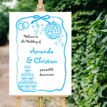 Whimsical Hand Drawn Blue Wedding