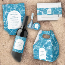 Modern Watercolor Blue Ocean Beach Wedding