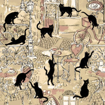 Paris Street Cafe Cats