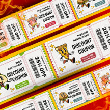 Classic Retro Quirky Cartoon Food Discount Card