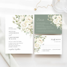 Sage Green & White Watercolor Floral Wedding Suite