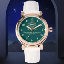  Green Floral Monogram Wedding  gift watch 