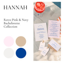 Retro Modern Pink & Navy Beach Bliss Bachelorette