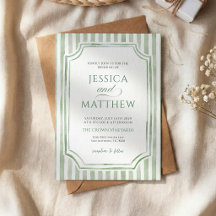 Sage Green Watercolor Striped Wedding